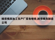 精密模具加工生产厂家有哪些,精密模具制造公司